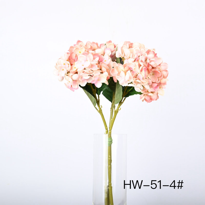 Fleurs d'hortensias artificiels avec des tiges, véritable touche de décoration pour la fête de mariage, Pêche