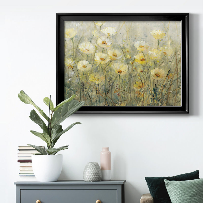 «Summer In Bloom I», peinture sur toile encadrée, Cadre noir, H 26,5 po x l 36,5 po x P 1 po