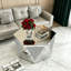 Amla  Hexagonal Glass Coffee Table Drum Mirrored Top center table for living room