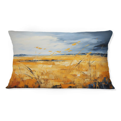 Coussin jaune et bleu prairies dorées et ciel I - Prairies