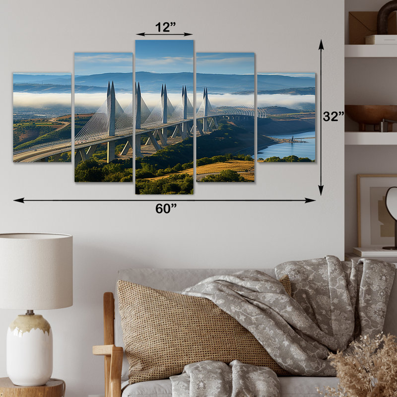 «Blue Viaduct Bridge Sunrise In Italy I», art mural multi-panneaux