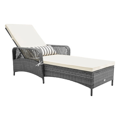 Outdoor Wicker Chaise Lounge , Cushion Included