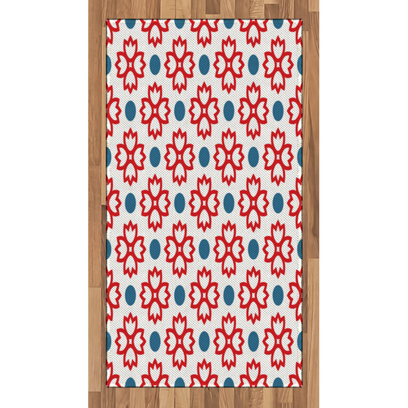 Tapis décoratif floral à haute densité en fibres de polyester, Rectangle 2 pi 7 po x 5 pi