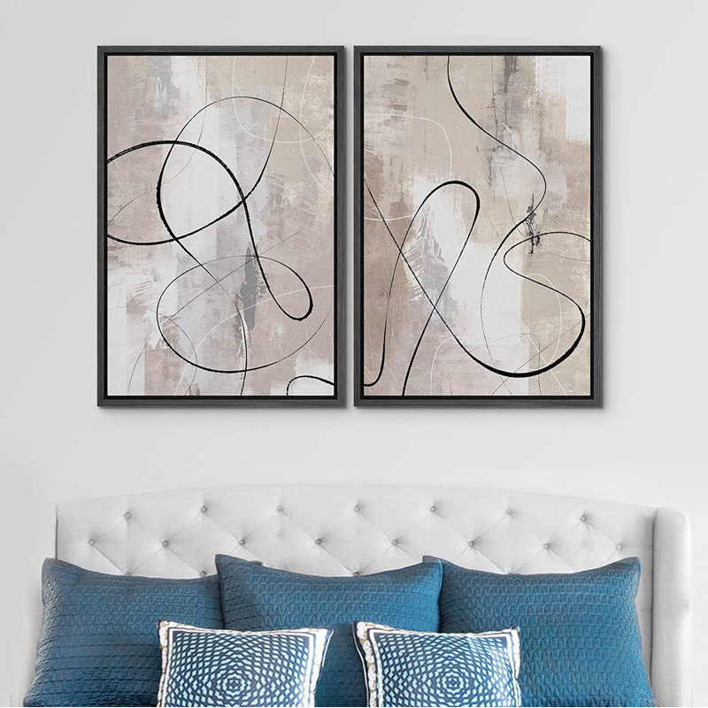 Ensemble de 2 reproductions encadrées sur toile, Noir, H 24 po x l 32 po x P 1,5 po
