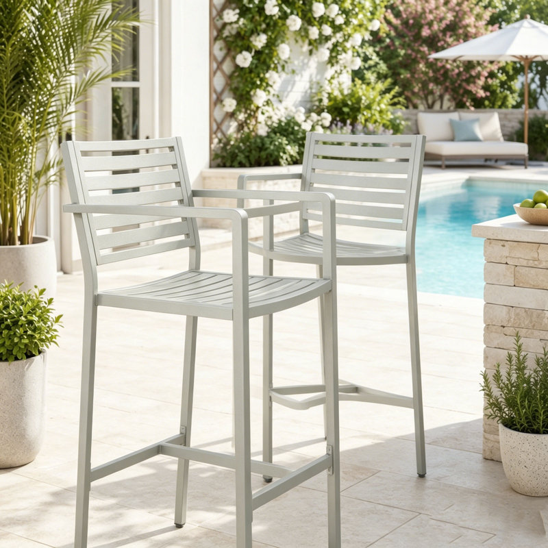 Tabourets d'extérieur avec structure en aluminium antirouille