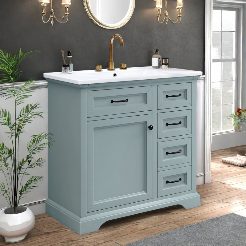 Meuble-lavabo 36 po avec comptoir en céramique, Gris