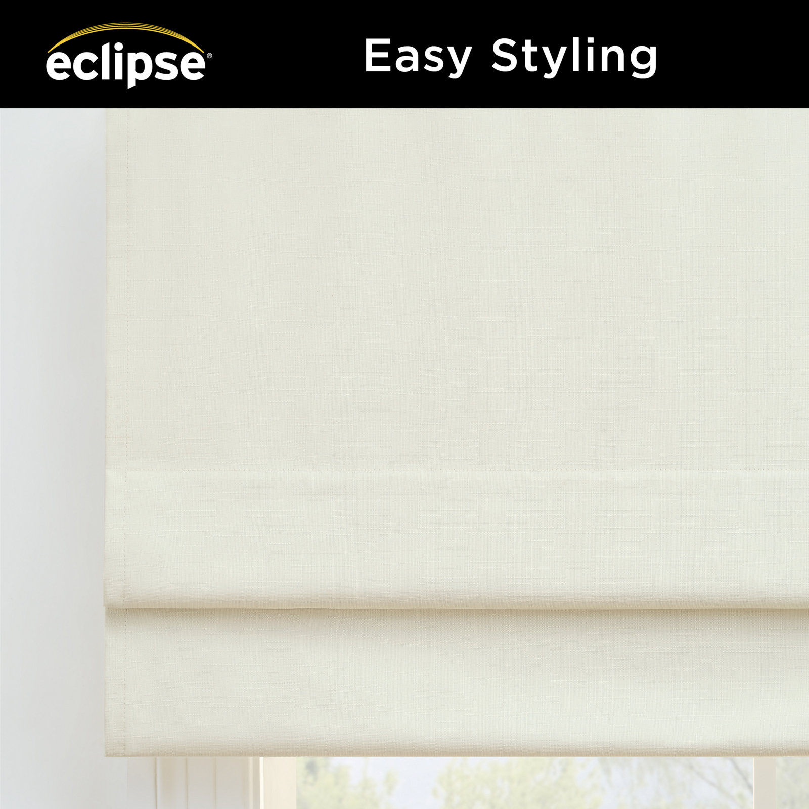 Eclipse Kylie Blackout Roman Shade, Ivory, 23"W x 64"L