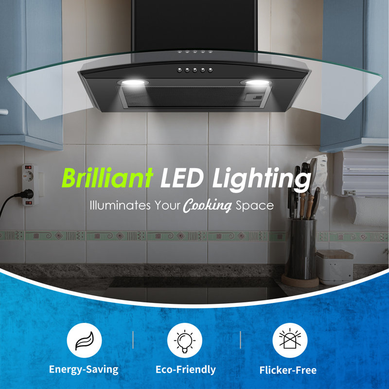 SNDOAS 30" Stainless Steel 500 CFM Convertible Wall Range Hood with Mesh Filter and LED Lights