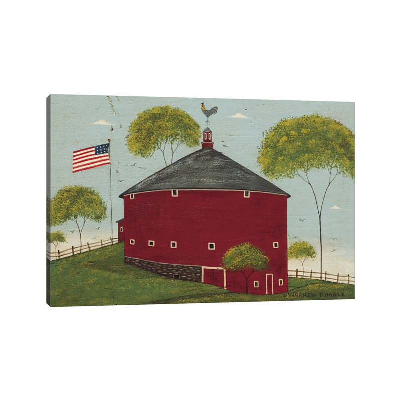 Round Barn - Framed Wall Art Print, 26" H x 40" W, Wrapped Canvas, Does Not Apply