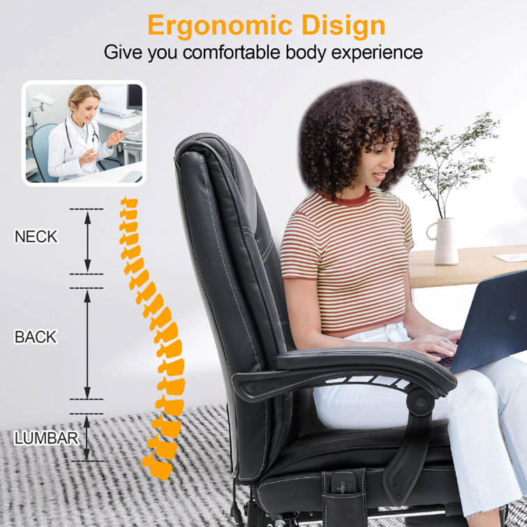 Inbox Zero Jordon-Lee Ergonomic Heated Massage Executive Chair & Reviews