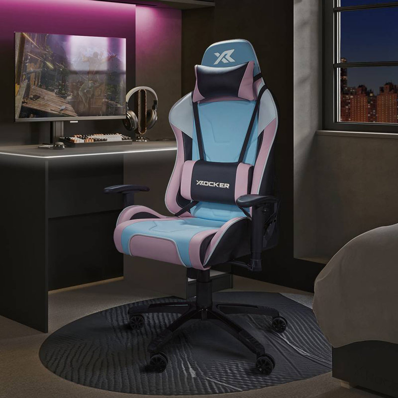 X Rocker Agility Esports Gaming Chair, Pink/Blue