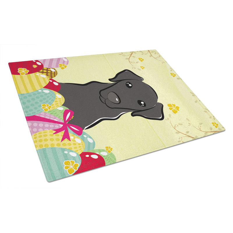 Planche à découper en verre trempé à caroline de pâques, Labrador noir