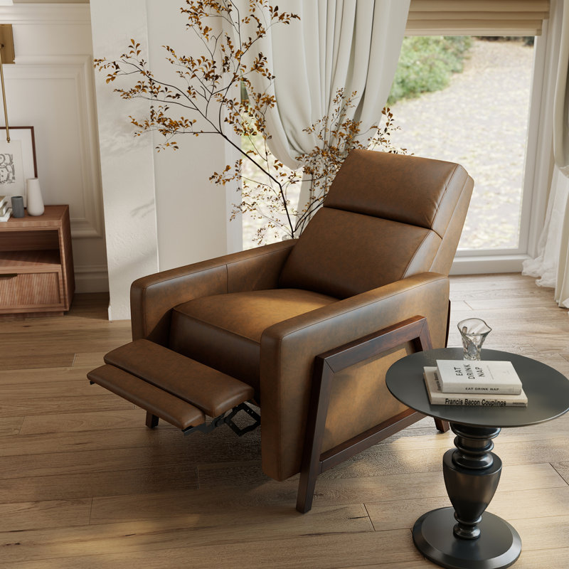 Fauteuil inclinable traditionnel en bois massif Edwin, Brun