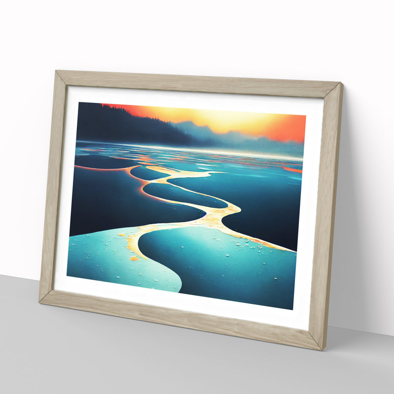 Dripping River 1 Piece Single Picture Frame Painting, 25cm H x 34cm W x 2cm D, Oak