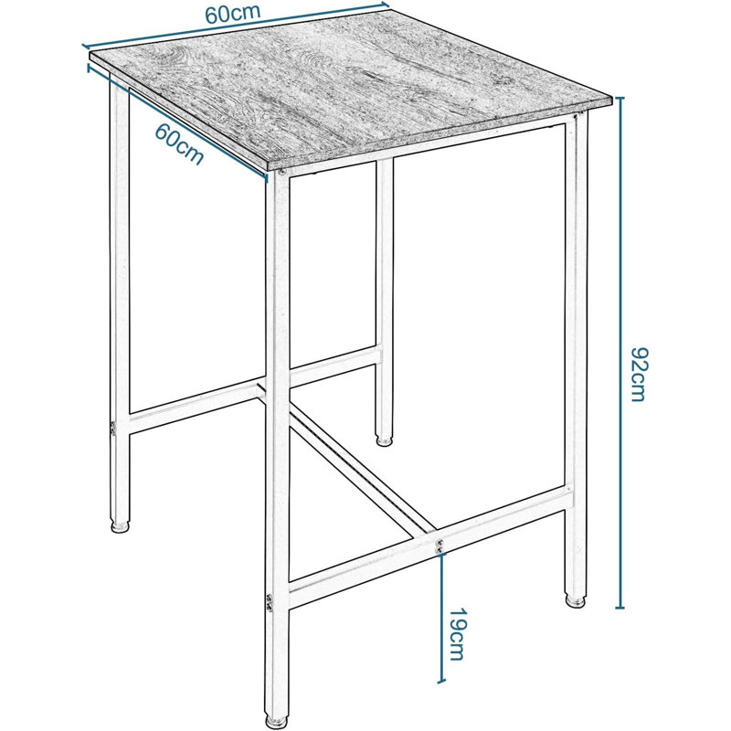 Neverson Metal Base Dining Table, Black, Dark Brown Wood