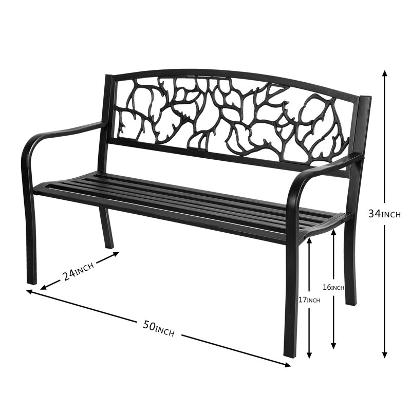 Banc d'extérieur en métal Laurieanne, Noir