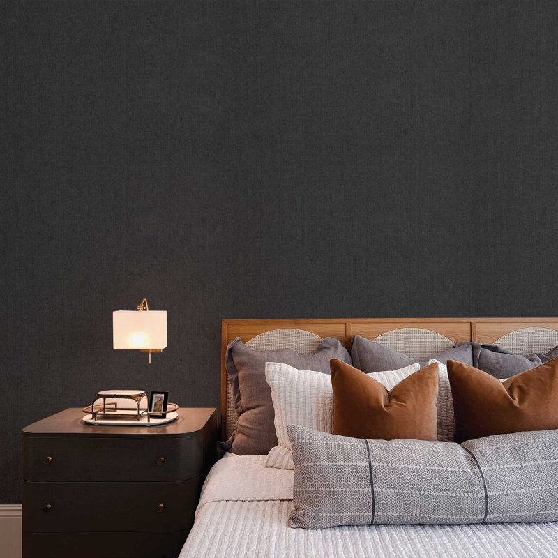 Fine Boxweave Paperweave Wallpaper, Black