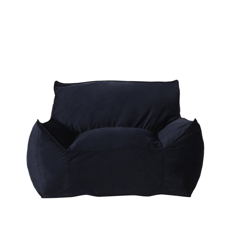 Large Velvet Bean Bag Chair Lounge Floor Chair Memory Foam Filled with Solid Microfiber Cover, Midnight Blue Velvet