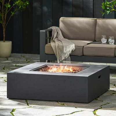 Réservoir de table de feu 50 000 - pour l'extérieur, sans assemblage, extérieur gris foncé, réservoir carré, gris