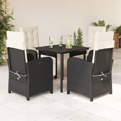Ensemble repas 5 pièces avec coussins en rotin Vidaxl