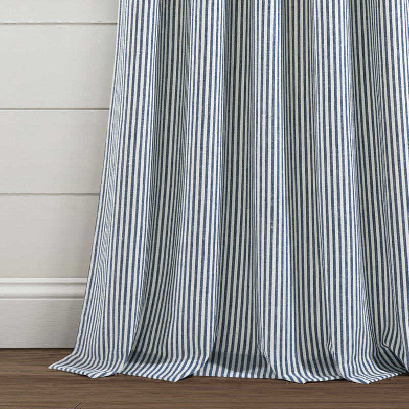 Bruno Cotton Blend Semi Sheer Curtain Pair, 40" W x 84" L, Navy