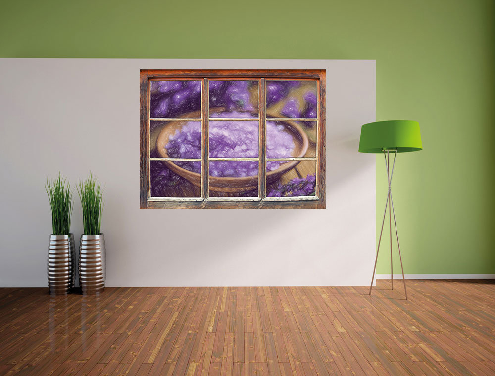 Wandaufkleber Violet Bath Salts on a Wooden Background