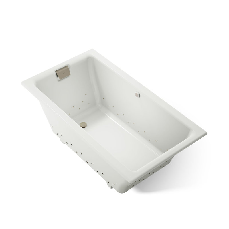 Tea-for-Two 66" x 36" Heated BubbleMassage Air Bath, Dune, Vibrant Brushed Nickel