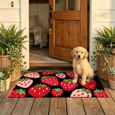  Tapis d'entrée antidérapant pour l'extérieur, 24 po x 36 po, joli motif de fraise