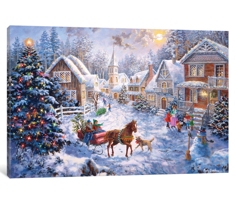 « merry christmas », reproduction d’art sur toile, H 26 po x l 40 po x P 1,5 po