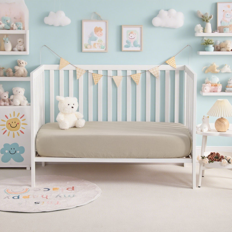 Ensemble de 2 draps-housse pour lit de bébé en coton mousseline double couche, housse de matelas pour tout-petit respirant