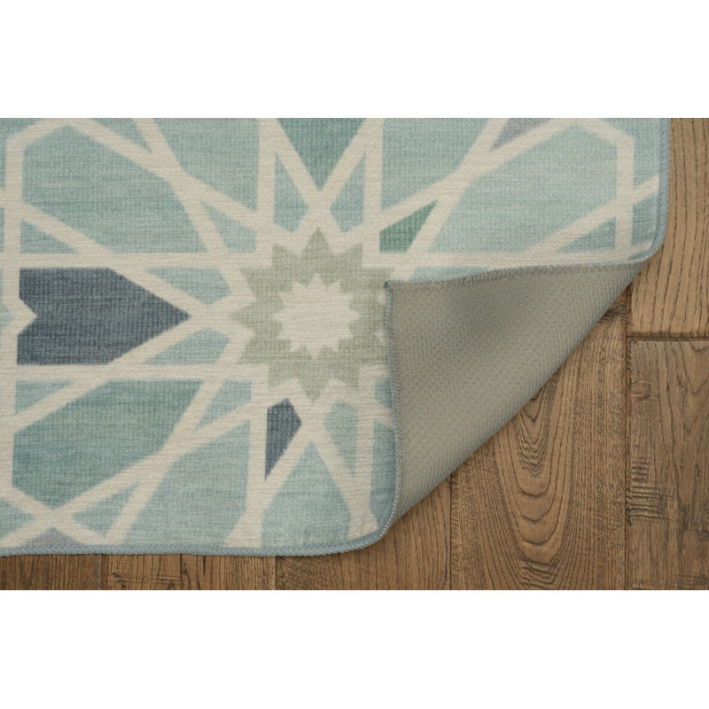 Tapis intérieur / extérieur vert / ivoire Kivett, Rectangle 2 pi x 3 pi