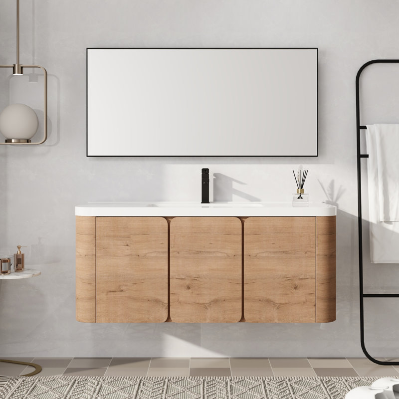 Meuble-lavabo mural simple 48 po avec plateau en résine, 48"