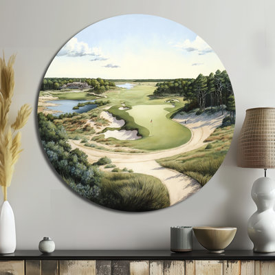 Parcours de golf en été - Art sportif rond en métal