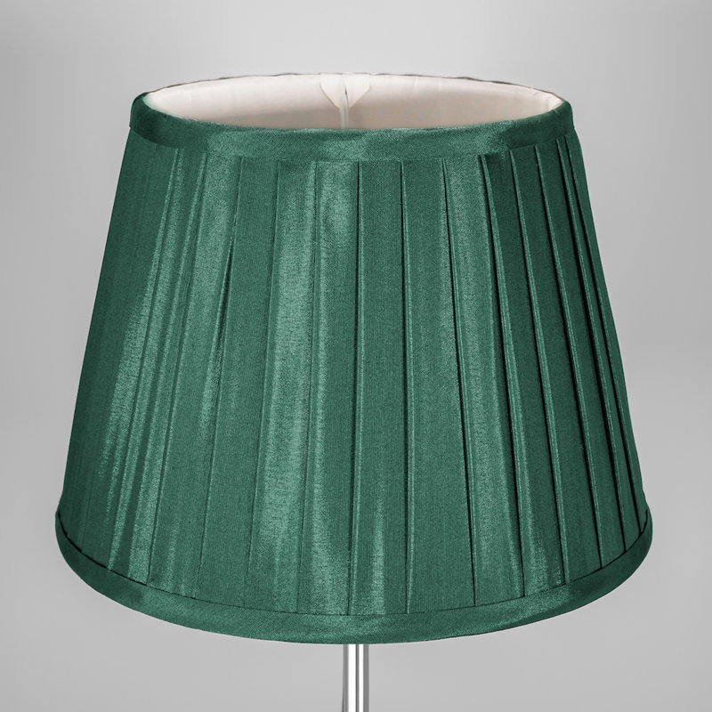 Traditional Classic Faux Silk Pleated Inner Lined Lamp Shade, Forest Green, 18 x 25cm