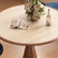 Beige + cristal-crème + brun + pierre frittée ronde argentée + bois massif + table de salle à manger en acier inoxydable-133260579