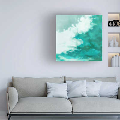 Art mural sur toile tendue - «Whispering Waves II» de Melissa Wang pour décoration de salon, de chambre à coucher ou de bureau - 14 x 14