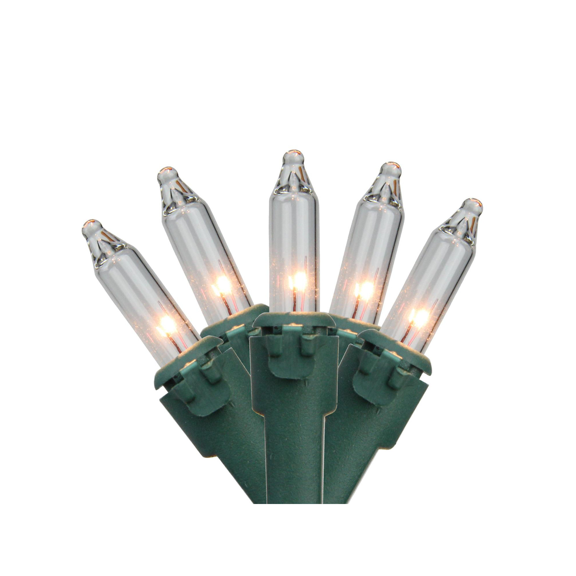 Mini Christmas String Light Set, 100, Clear/Green, 552"