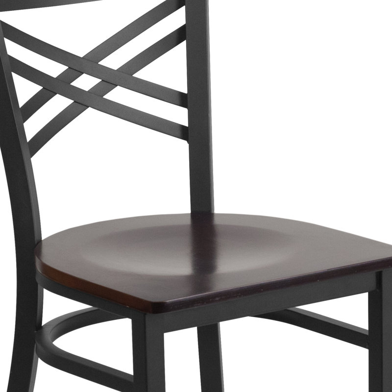 Prompton 'X'' Metal Restaurant Chair, Walnut/Black, 1