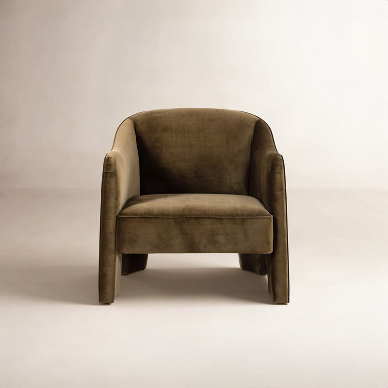 Benagil Ajournee Upholstered Barrel Chair, Olive Green Velvet