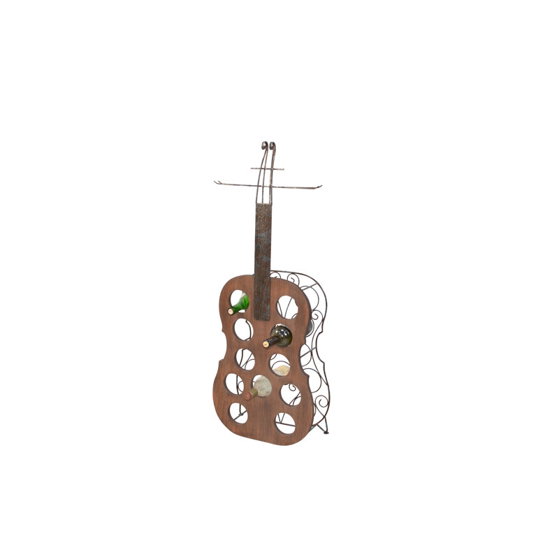 Ehrenfeld 11 Bottle Floor Wine Bottle & Glass Rack in Brown