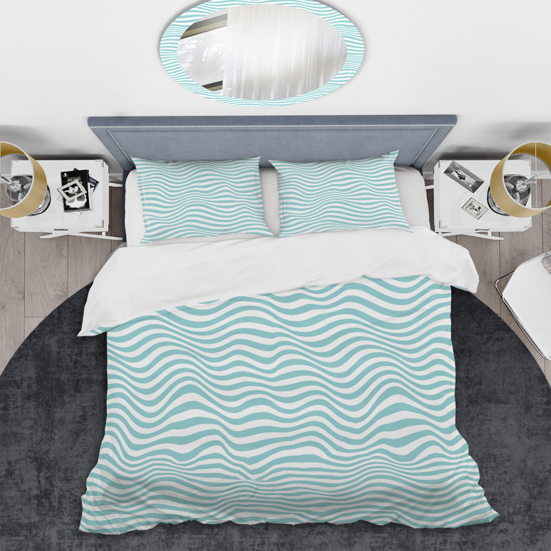 Green Striped Pattern - Abstract Duvet Cover Set - Microfiber Polyester, Twin Duvet Cover + 1 Standard Sham