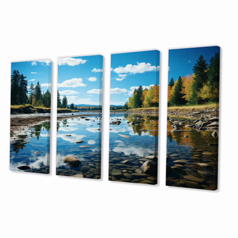 «Blue Green Maine Landscape» sur toile, reproduction de 4 pièces