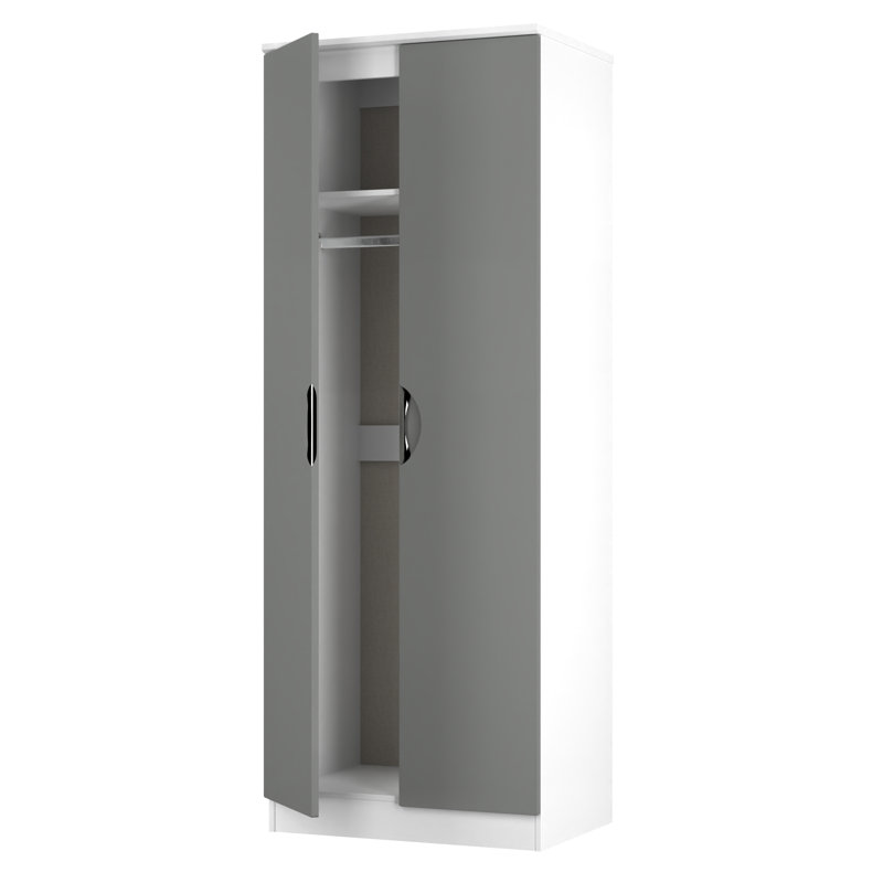 Bhodhini Manufactured Wood Wardrobe, Dusk Grey/White