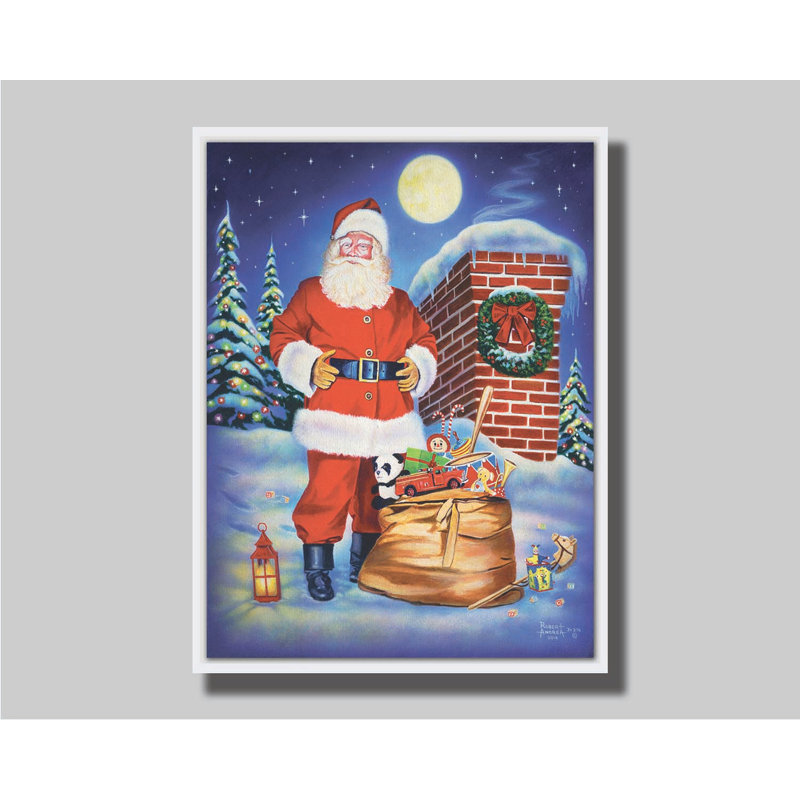 Clair de lune St. Nick par Robert Andrea, Toile encadrée flottée blanche, Pas de tapis, H 30,5 po x l 24,5 po x P 1,5 po