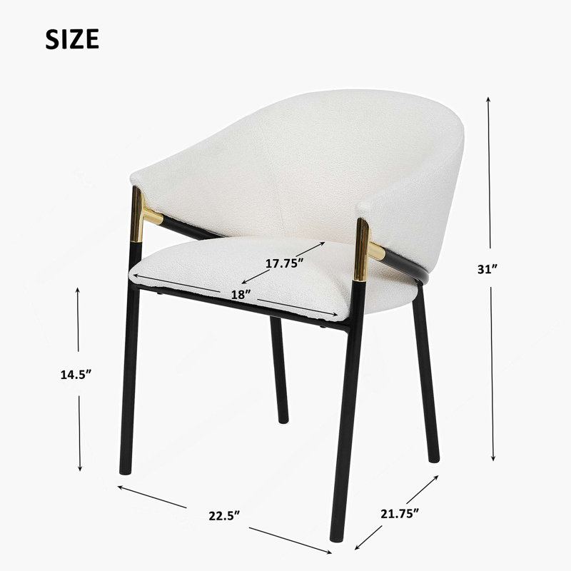 4 pièces Chaises de salle à manger rembourrées en tissu de style Mid-Century avec pieds en métal et chaises latérales pour la cuisine, la salle à manger et le salon