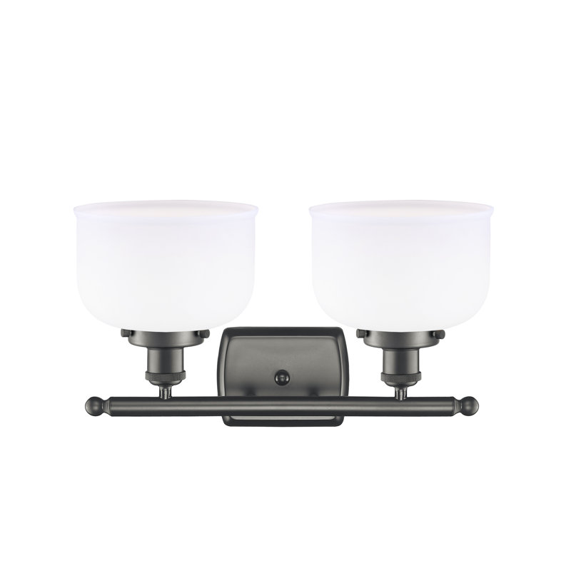 Éclairage pour meuble-lavabo de 8 po à 2 lumières Ballston Urban Bell, Blanc mat, DEL, Bronze frotté à l'huile