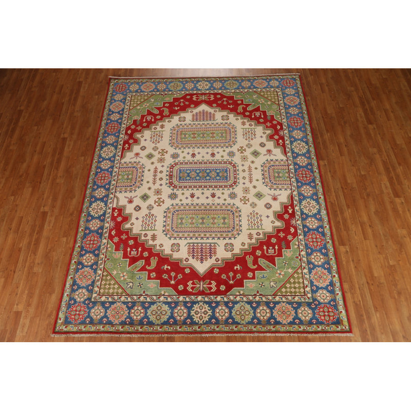 Tapis unique en laine noué à la main 8 pi 3 po x 10 pi 5 po nouvel âge en vert / bleu / rouge