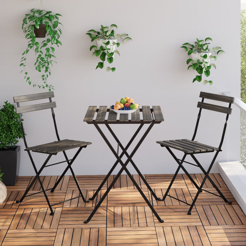 2 - Person Patio Dining Set with Square Table, Black