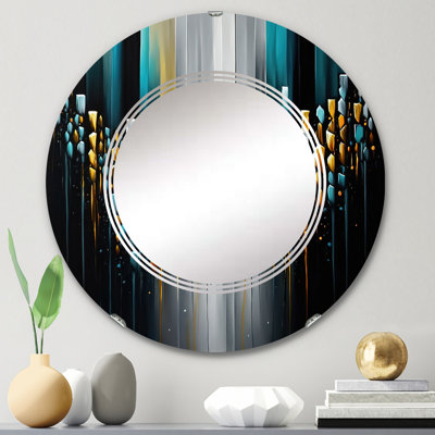Abstrait géométrique noir et vert V - miroir mural géométrique moderne