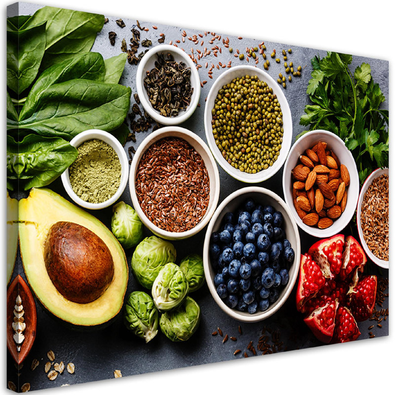 Fresh Vegetables And Fruits - No Frame Print on Canvas, 60cm H x 90cm W